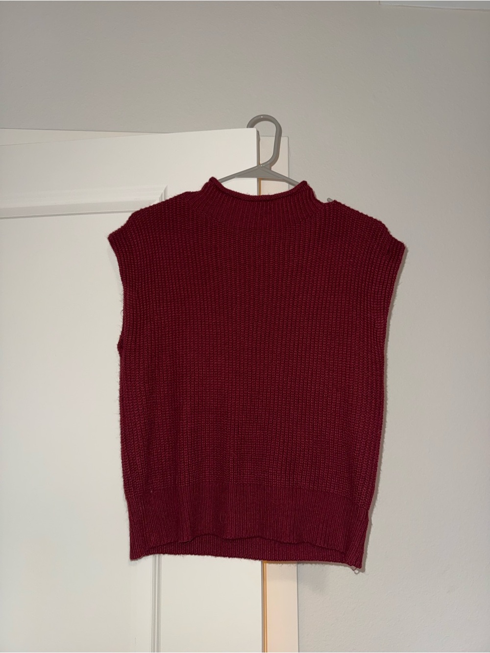 SHEIN Burgundy Sleeveless Knit Mock Neck Top